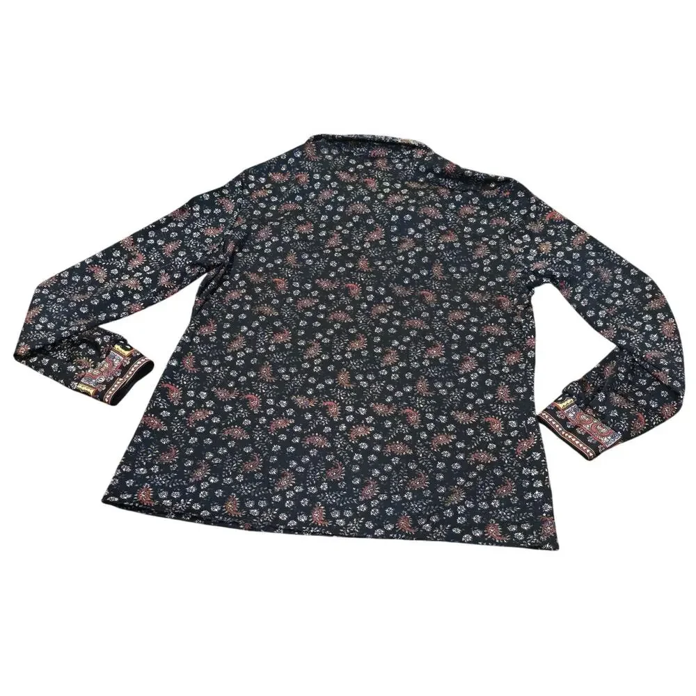 Mardi Modes Vintage 70s Paisley Blouse ┃Black Rust ┃Psychedelic Boho Whimsigoth - Picture 9 of 9